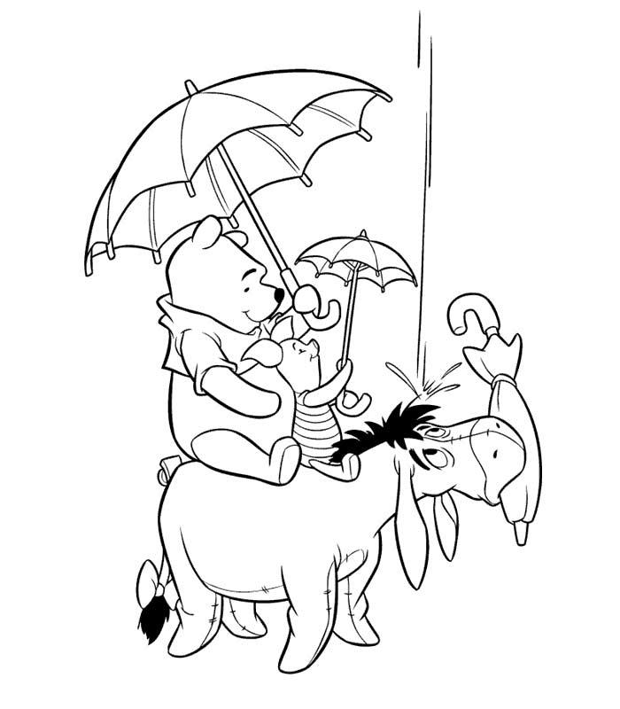 coloriage winnie sur le dos de bourriquet